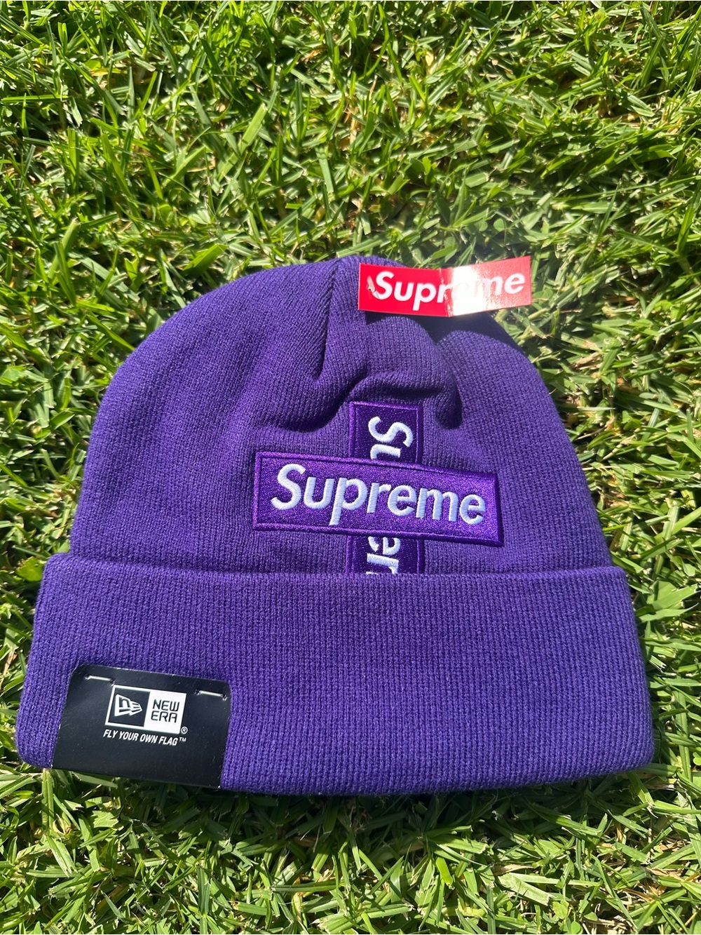 Supreme Purple Logo Beanie